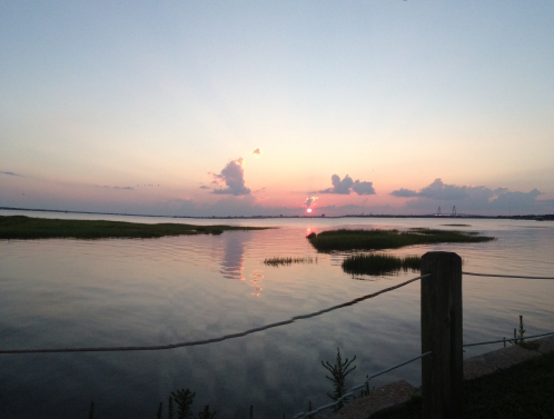 Enjoying the sunset over Charleston from the Pitt Street Bridge